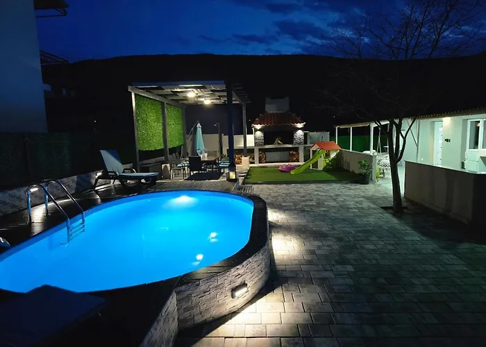 Grey House With Heated Pool Drnis Kricke